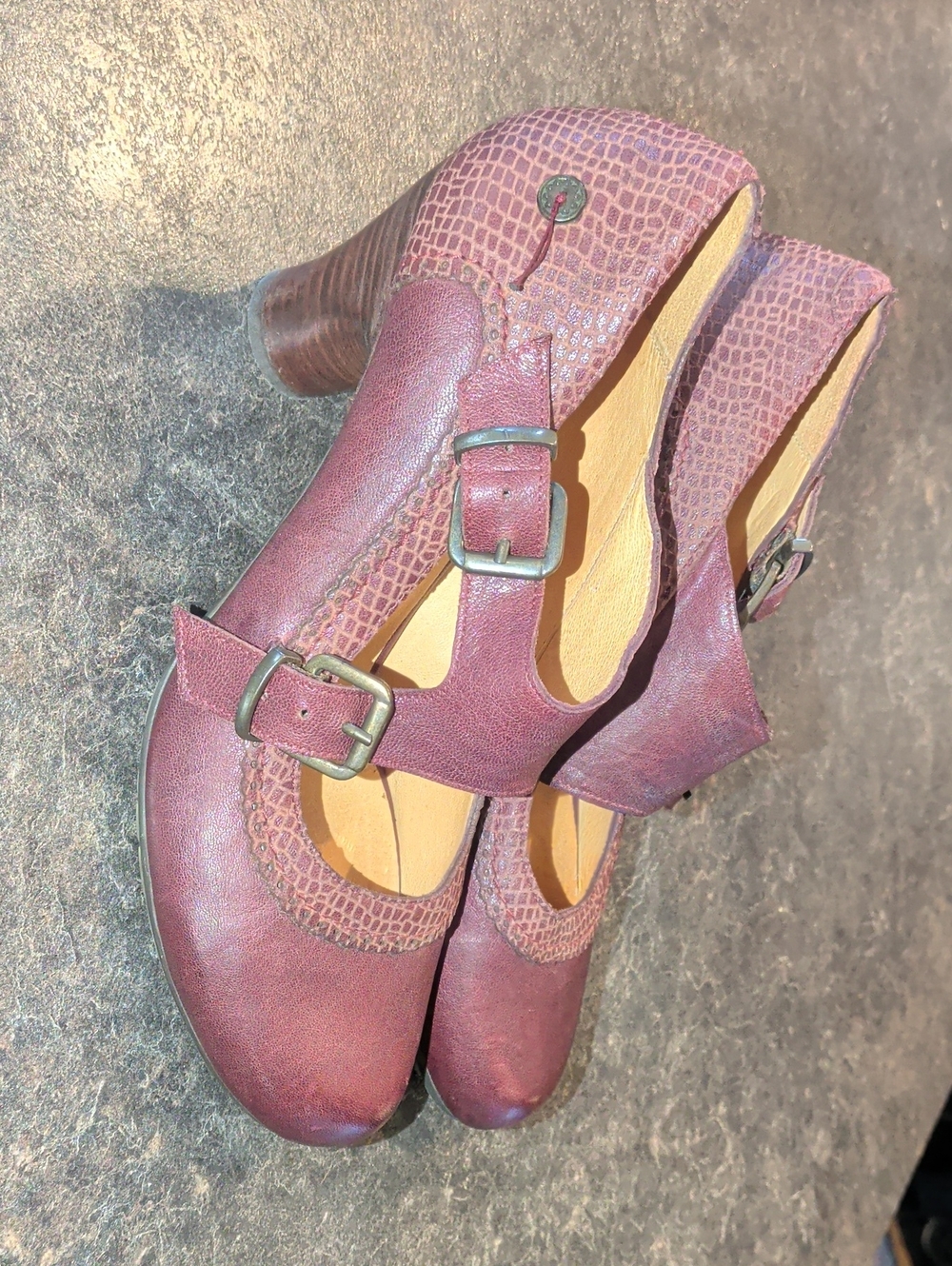 Mary Jane Heels in Plum with Buckle Strap